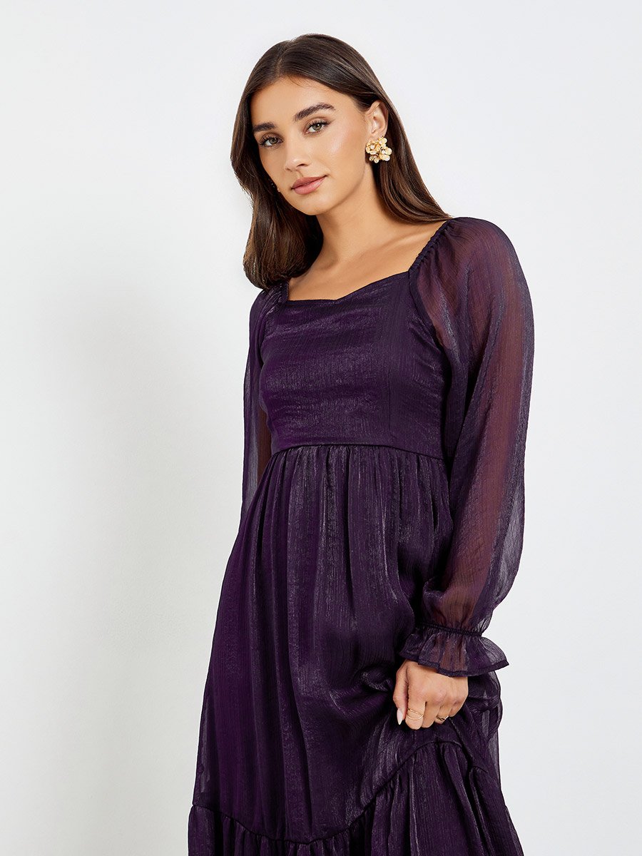 Purple Chiffon Maxi Dress
