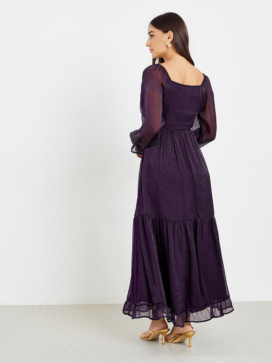 Purple Chiffon Maxi Dress