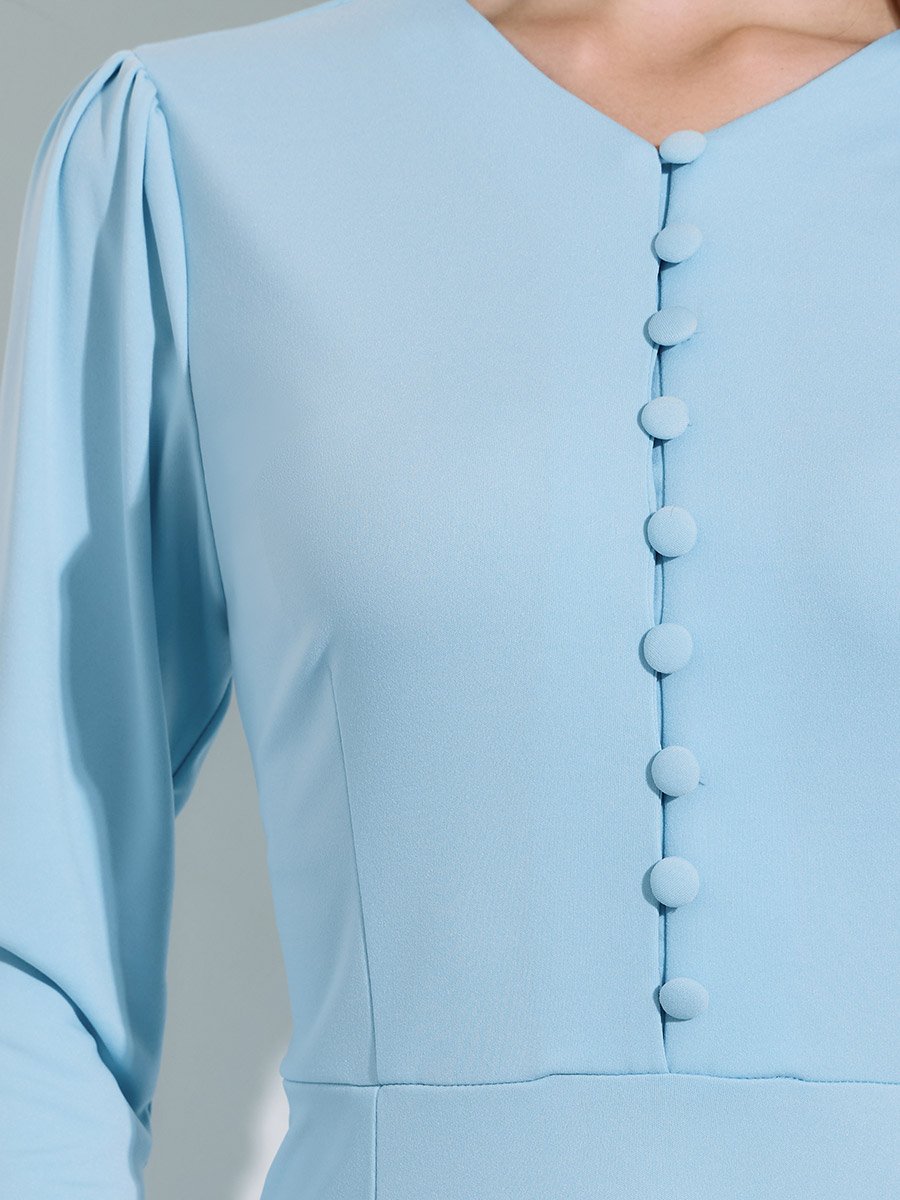 Women Button Placket Plain Maxi Dress