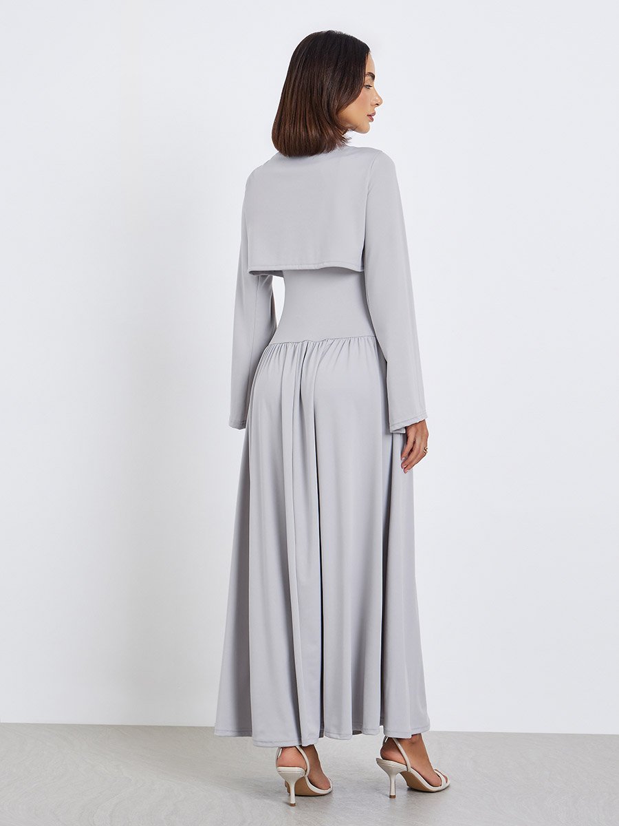 sachin and babi light blue dress Umit Unal Shoestring Strap Dress in Original Grey – Olivia May main image 1