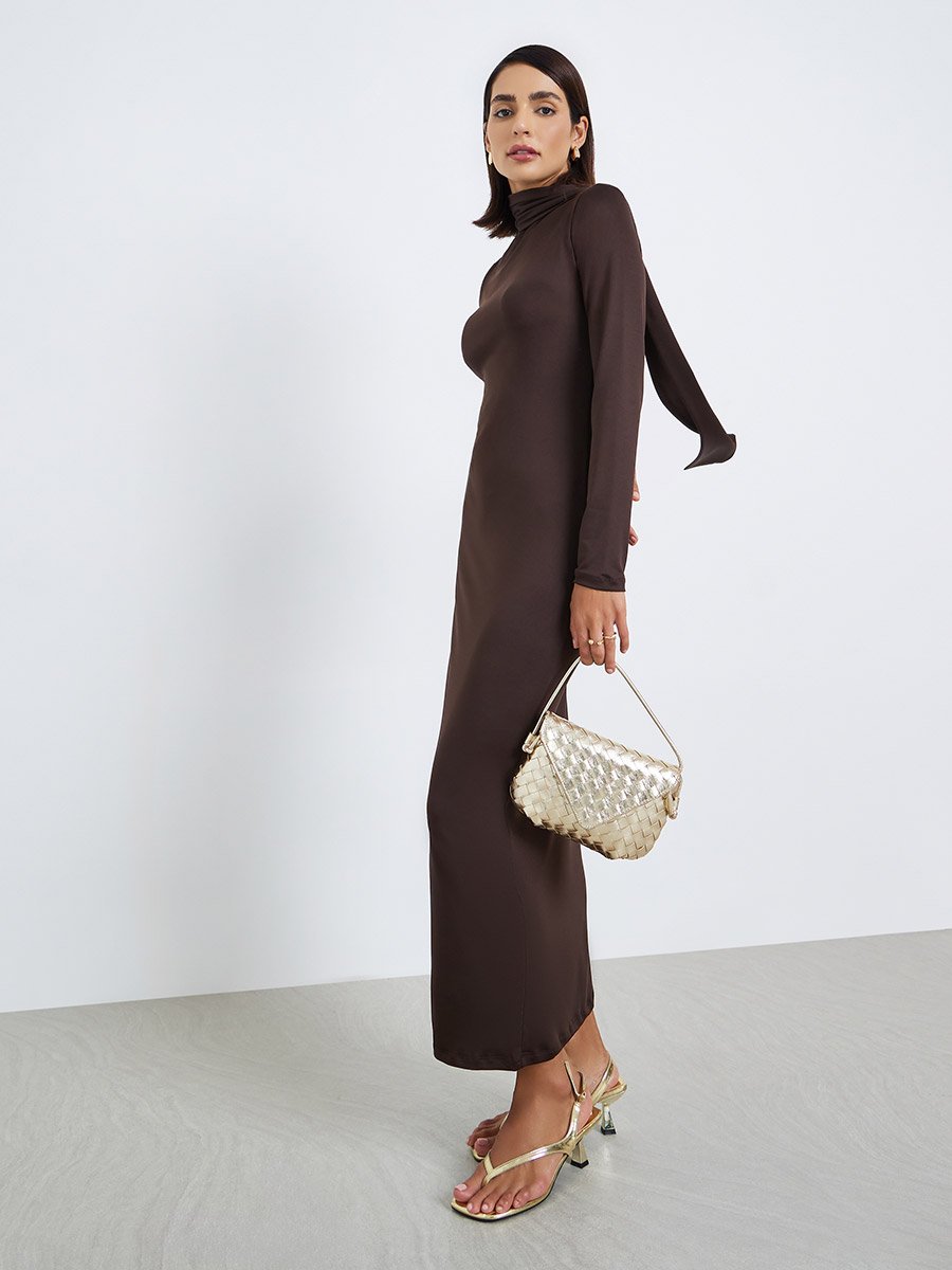 brown polka dot dress for women Women's What You Know Dress, Brown main image 1