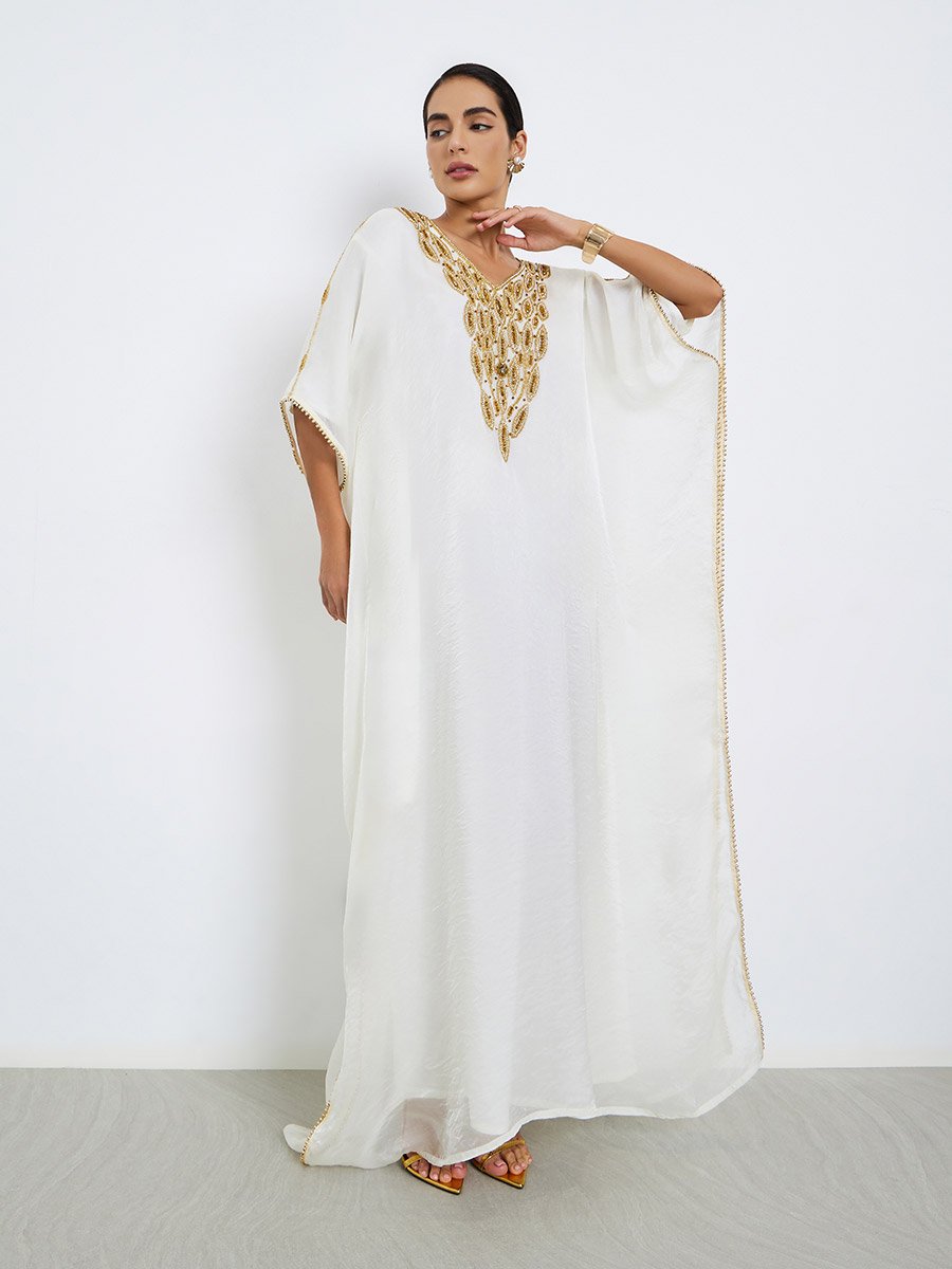 Embellished V Neck Jalabiya