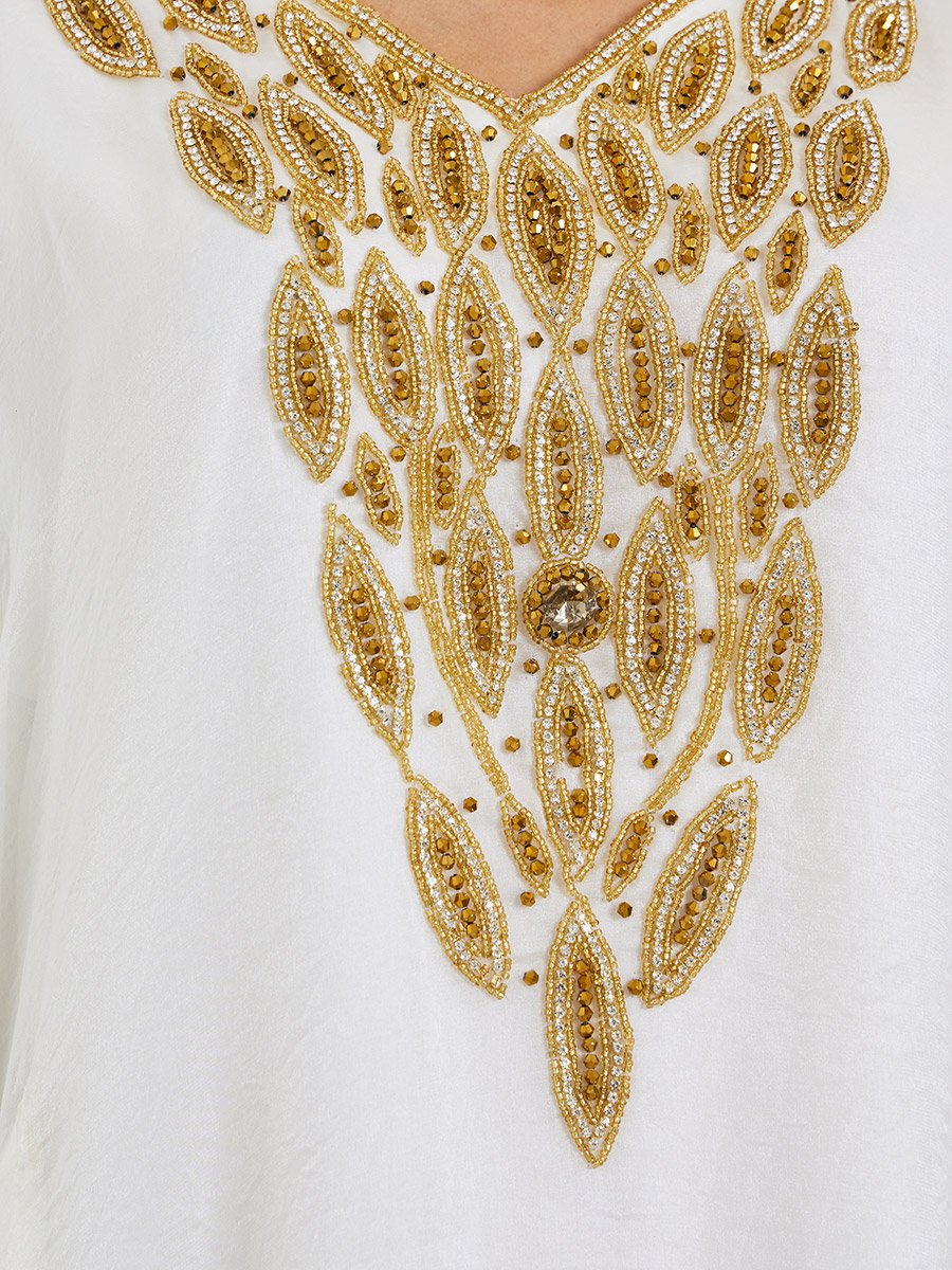 Embellished V Neck Jalabiya