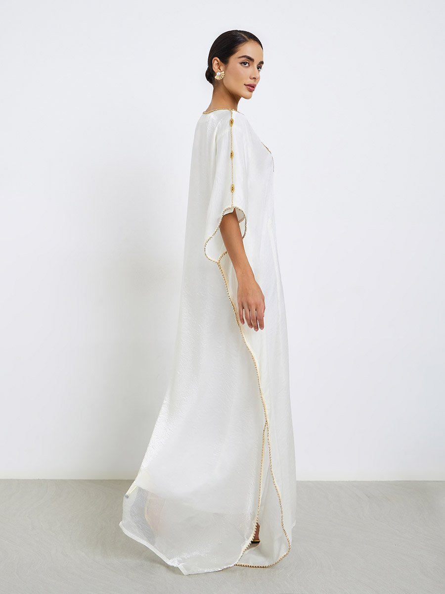 Embellished V Neck Jalabiya