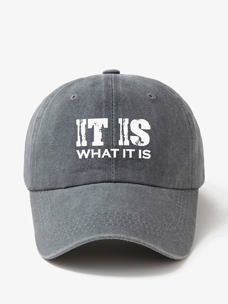 Grey Slogan Print Baseball Cap 
