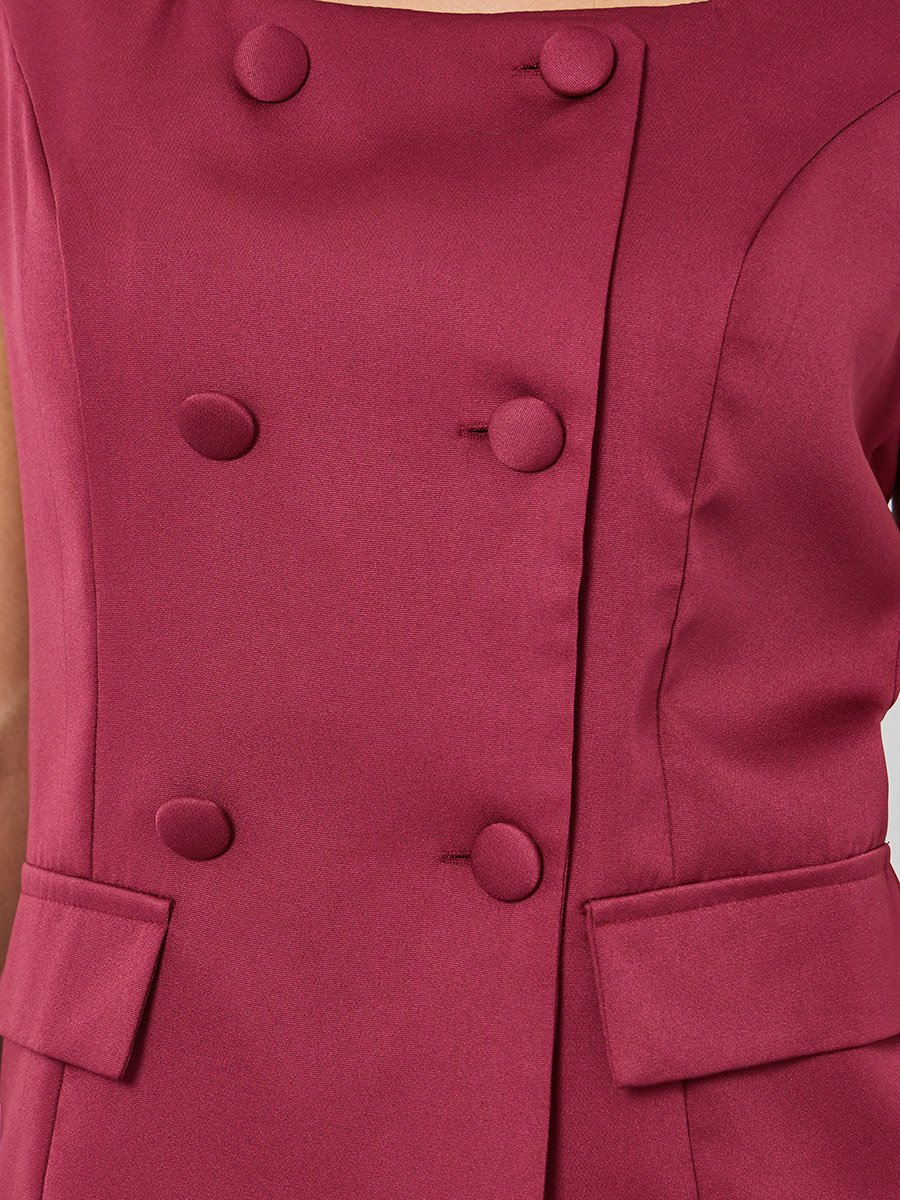 Women Burgundy Sleeveless Wide Leg Jumpsuit