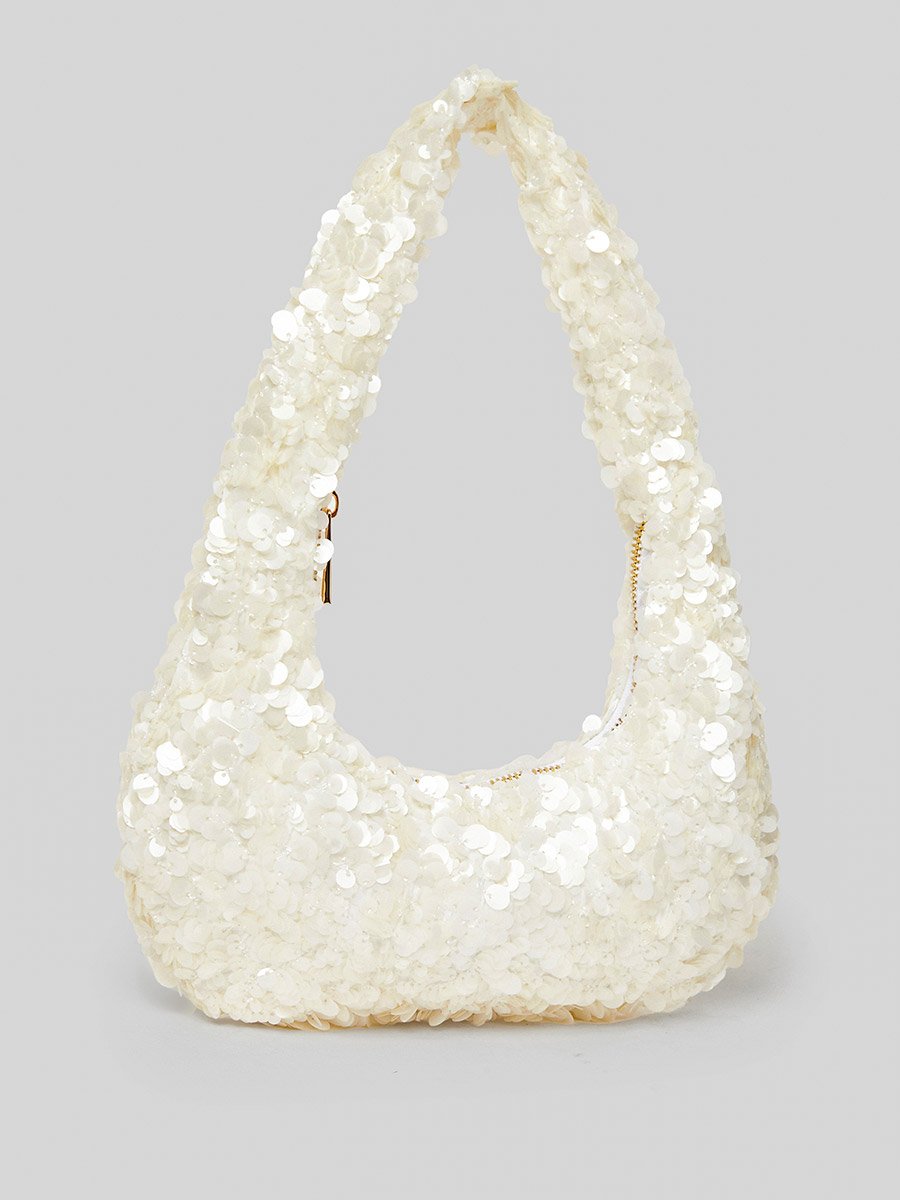 White Sequin Shoulder Bag