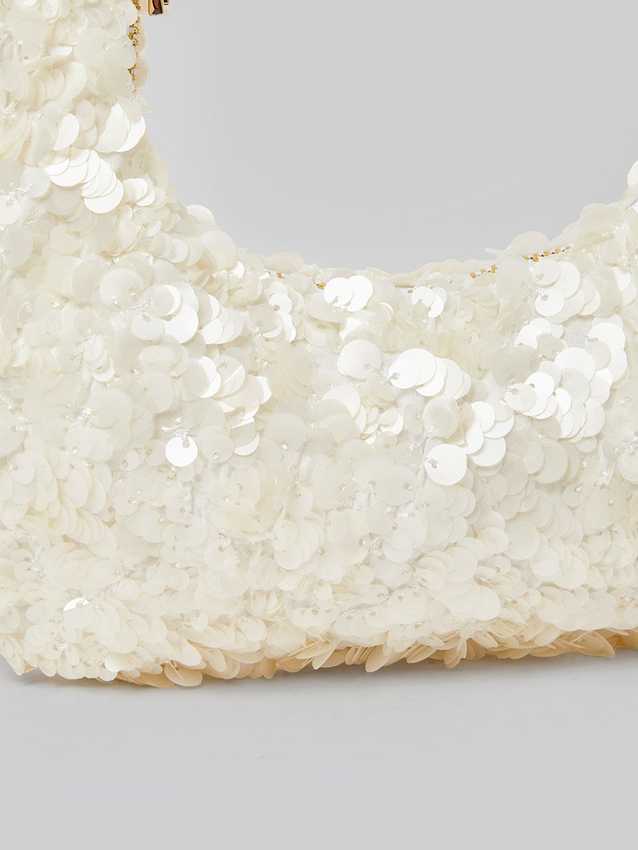White Sequin Shoulder Bag