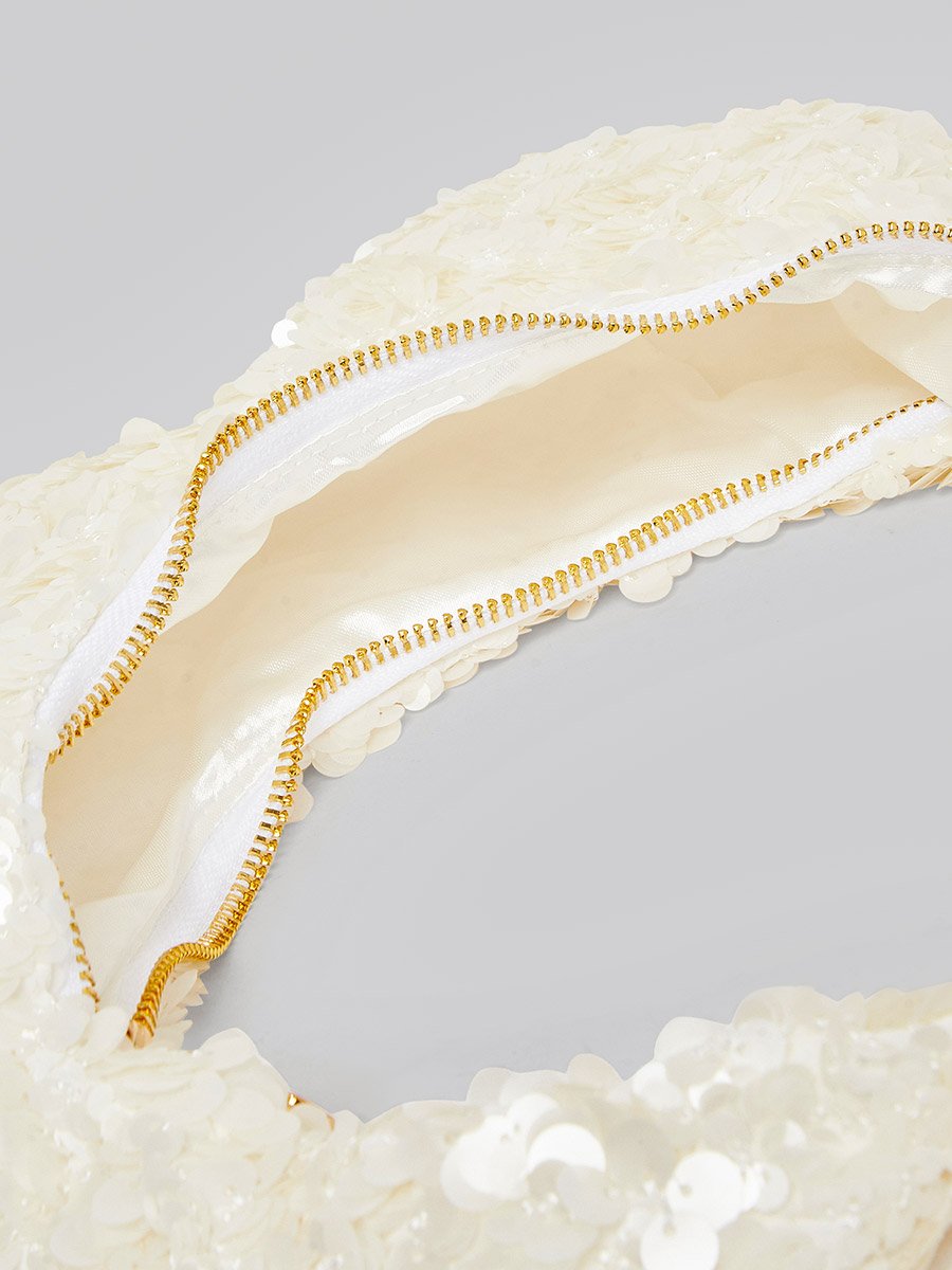 White Sequin Shoulder Bag
