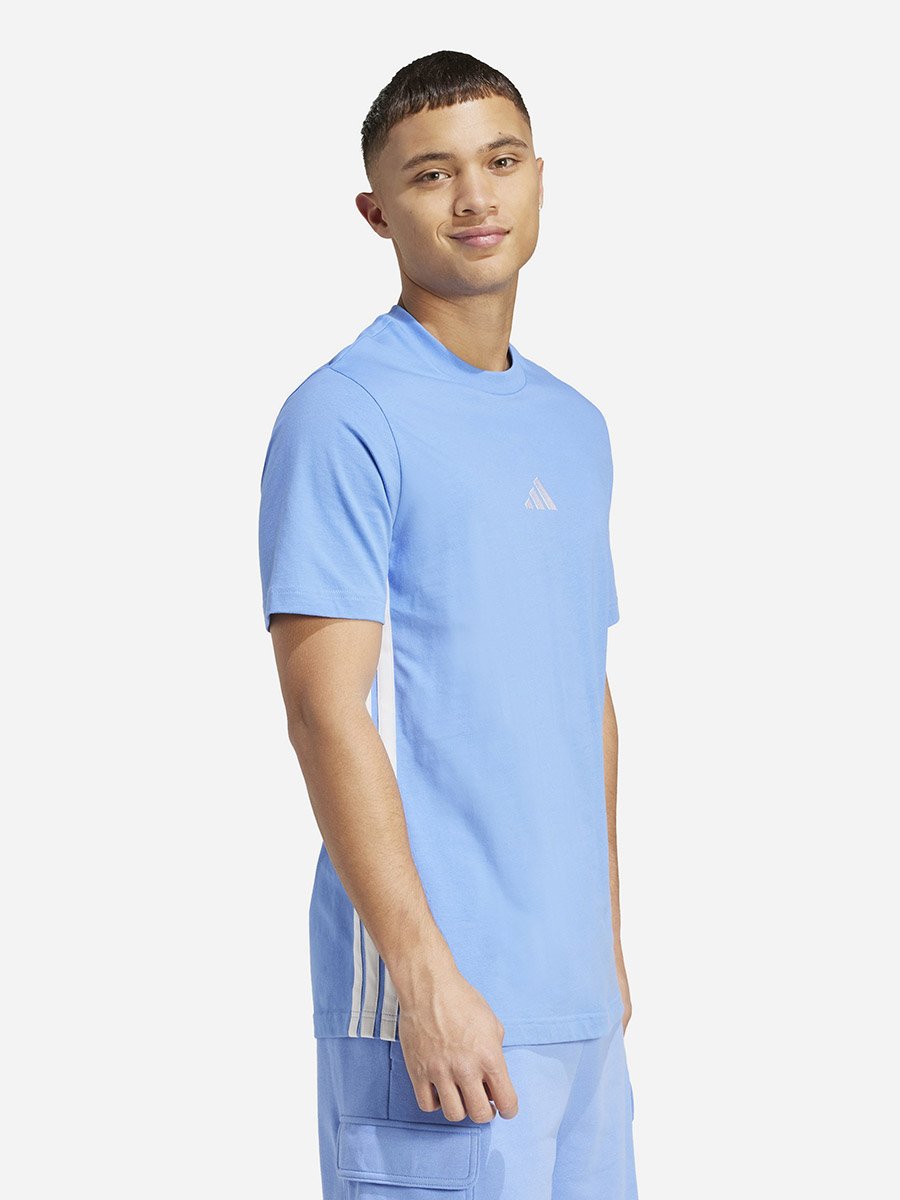 Essentials Three Stripes Single Men T-Shirt Blue