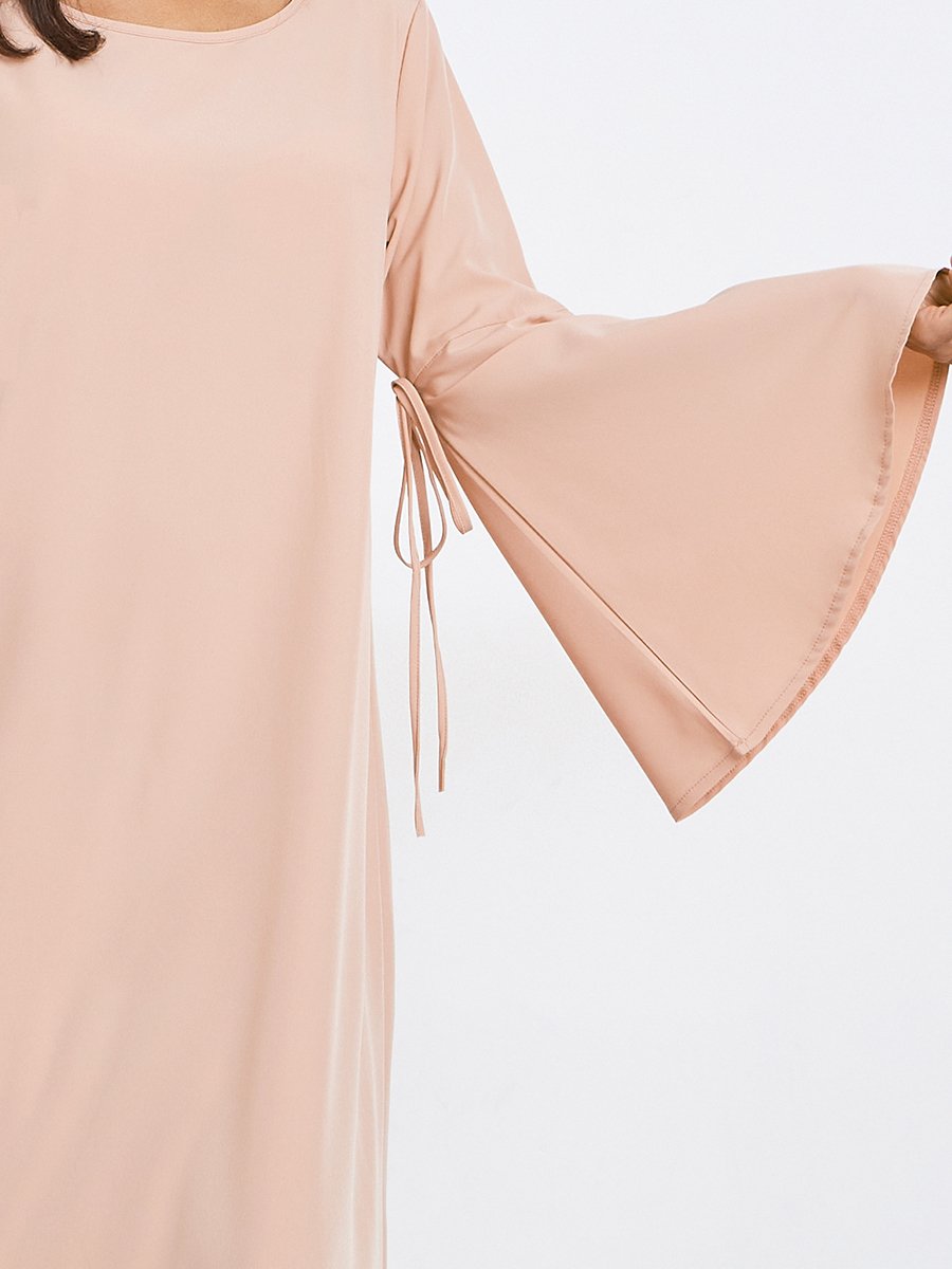 Women Beige A-Line Jalabiya with Tie Detail