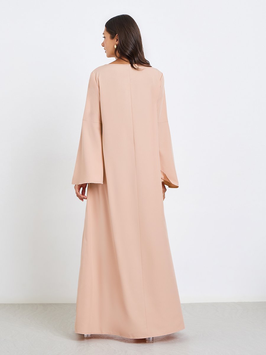 Women Beige A-Line Jalabiya with Tie Detail