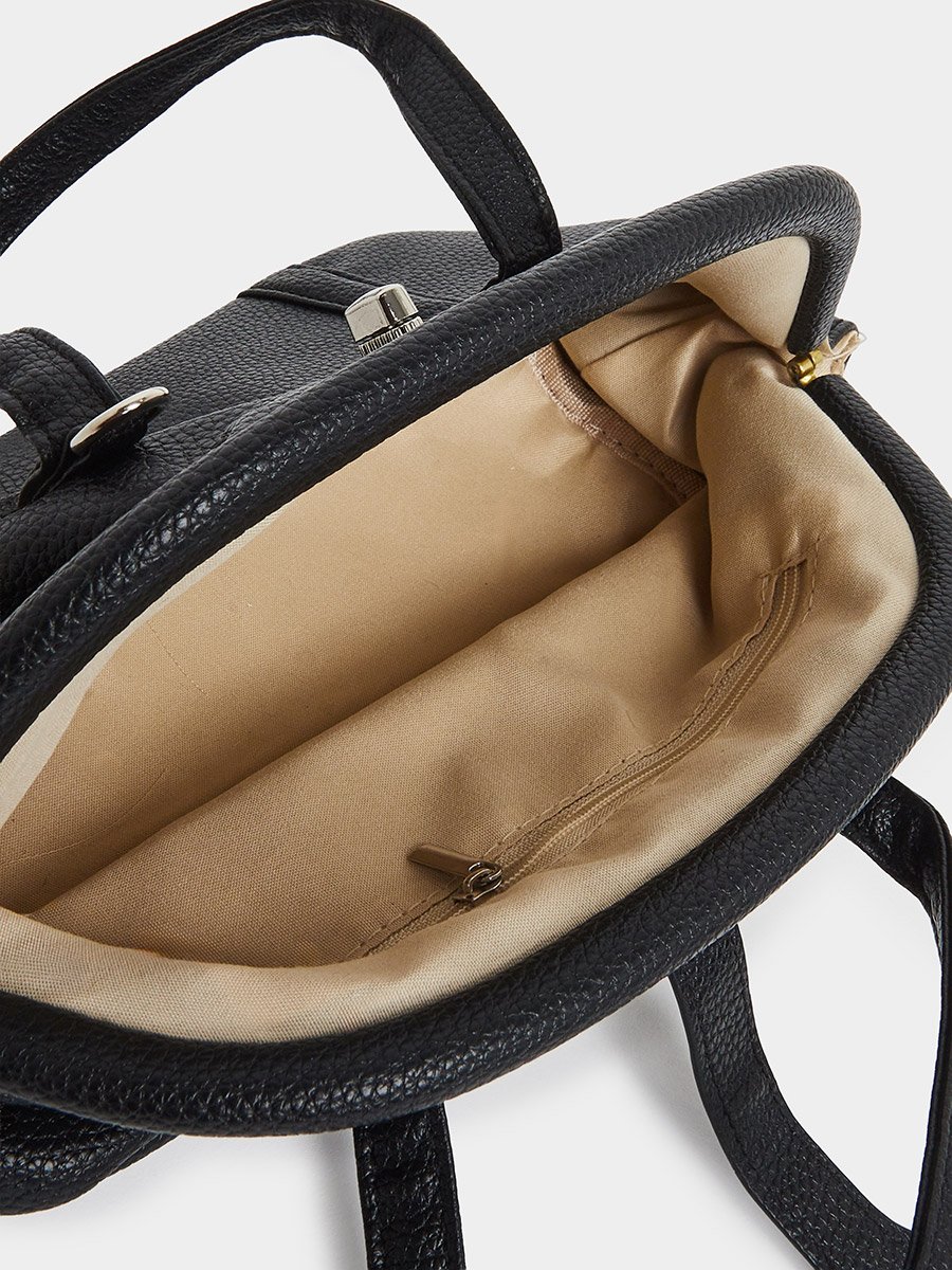 Black Dome Satchel Bag for Women