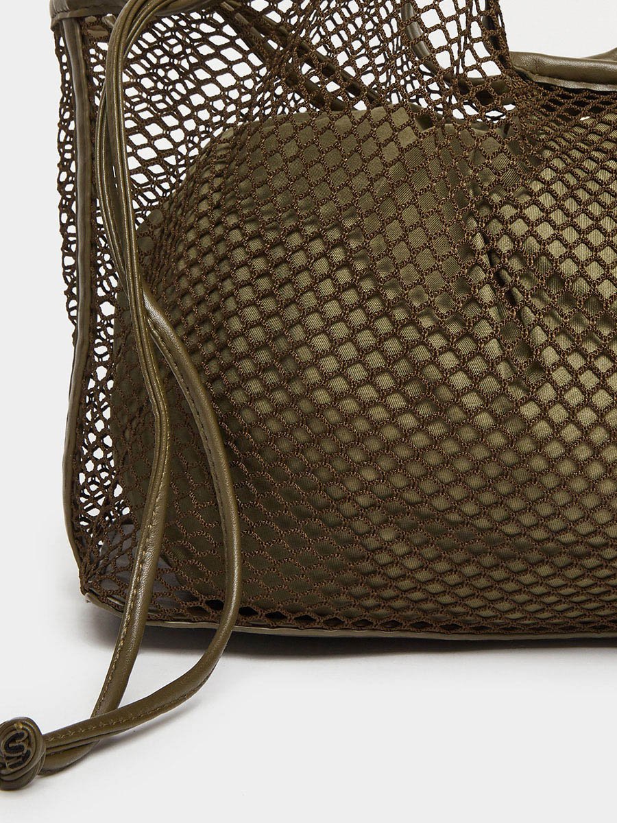 Women Olive Mesh Hobo Bag