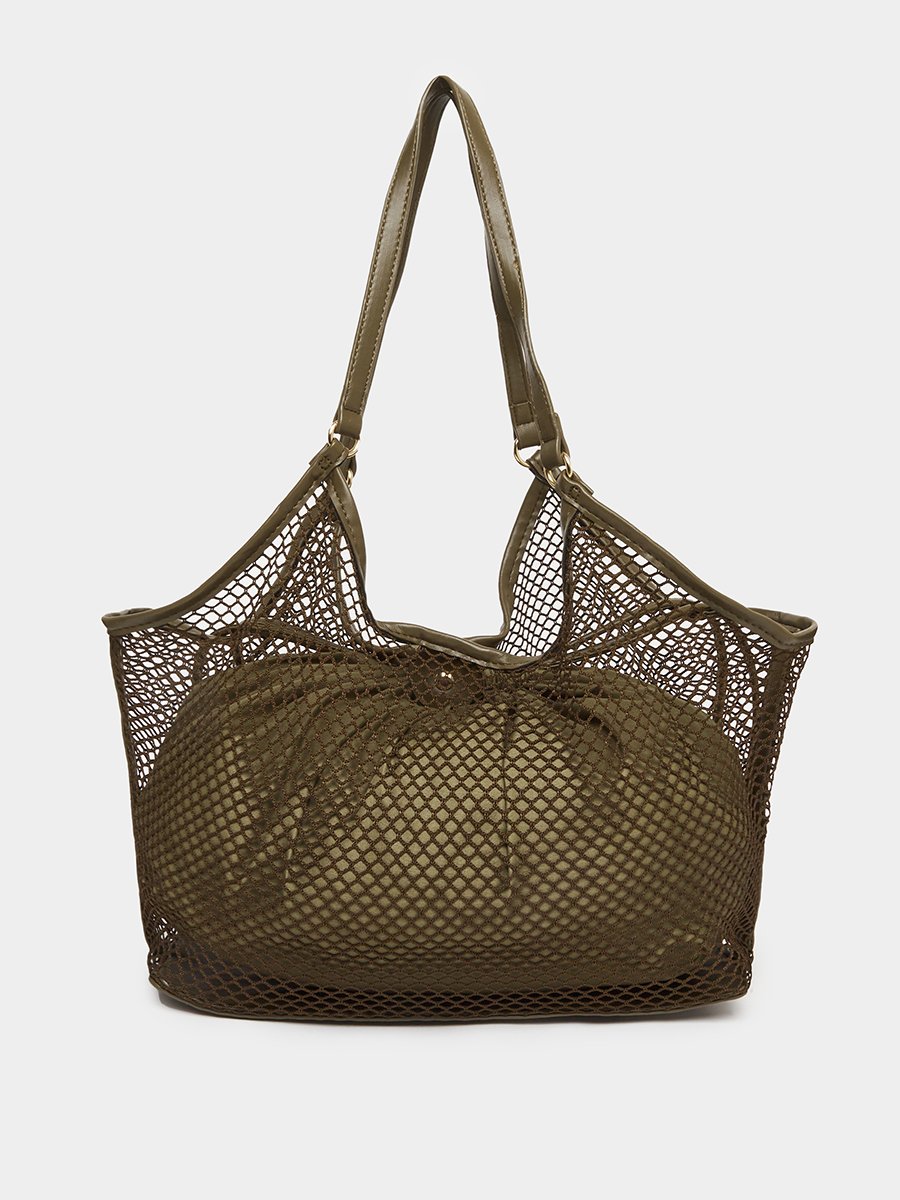 Women Olive Mesh Hobo Bag