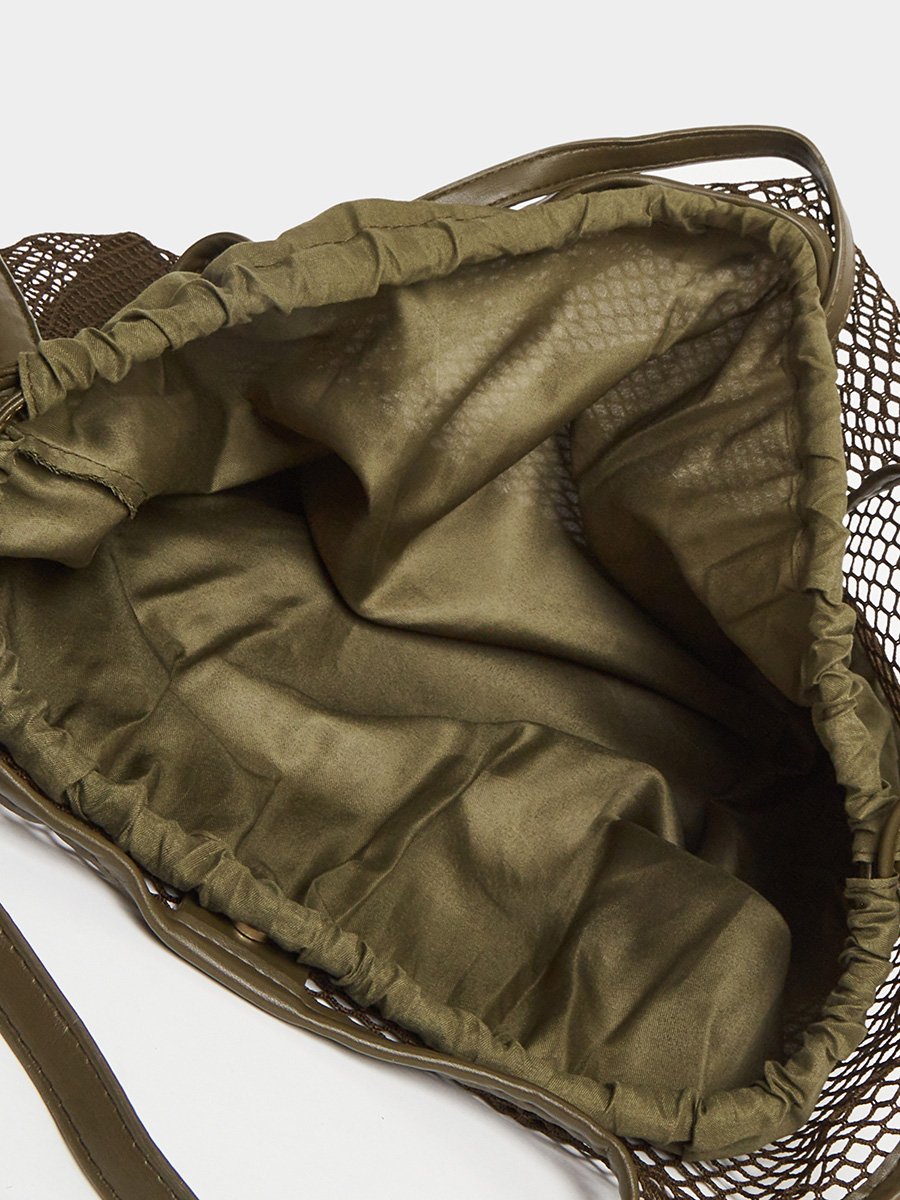 Women Olive Mesh Hobo Bag