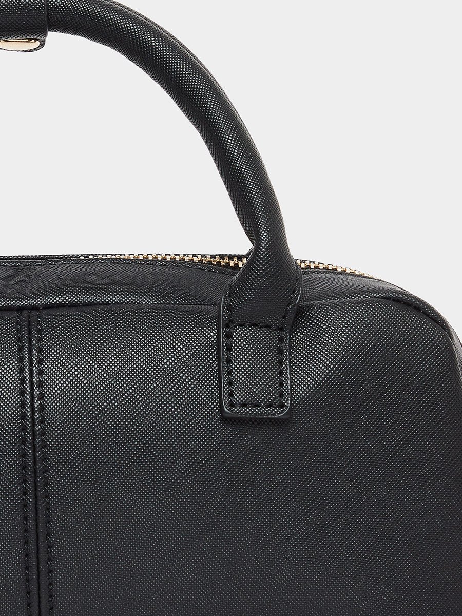 Black Barrel Bag with Gold Chain