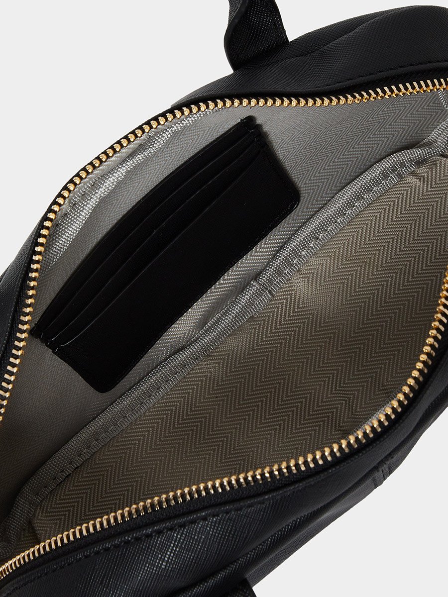 Black Barrel Bag with Gold Chain