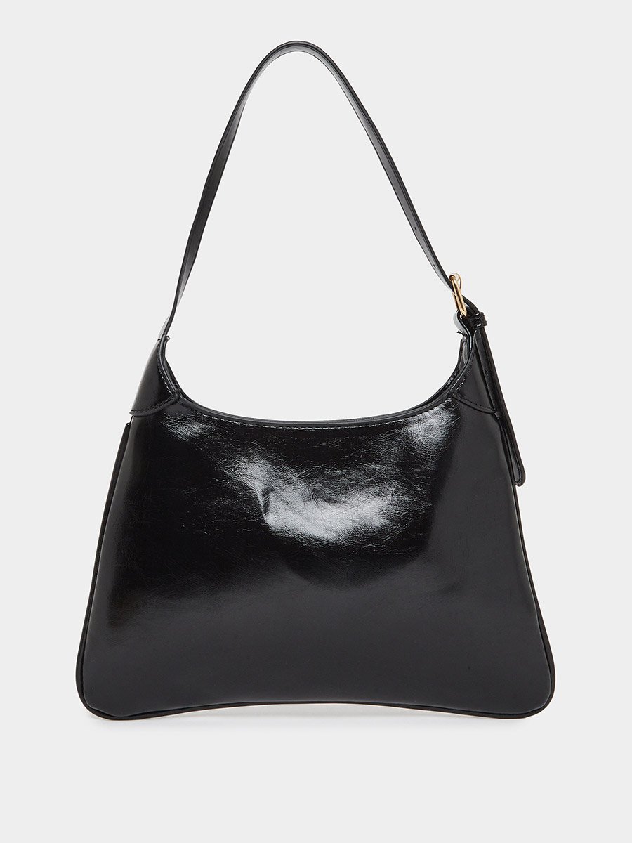 Women Black Hobo Bag with Gold Hardware