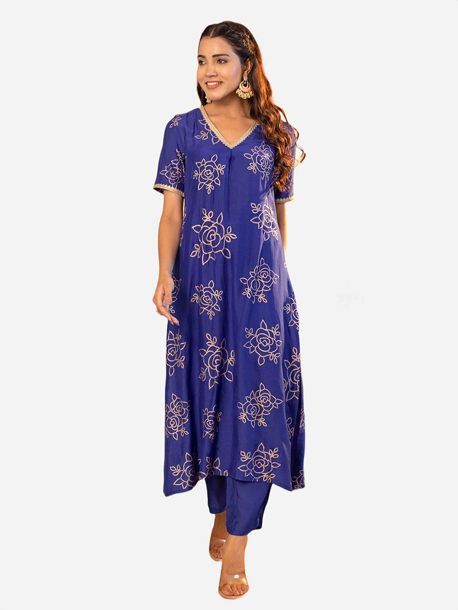 Muslin Gold Printed Kurta and Pants Co-Ords