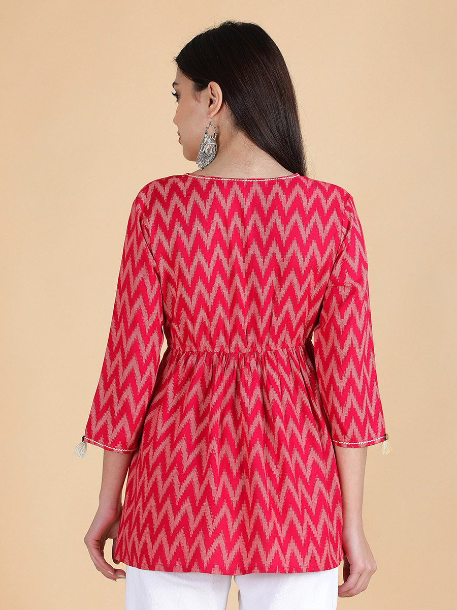Pink Viscose Chevron Print Top