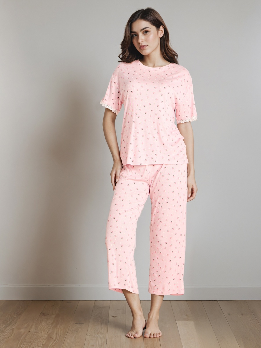Printed T-Shirt and Pyjama Set