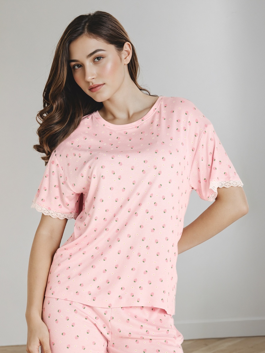Printed T-Shirt and Pyjama Set
