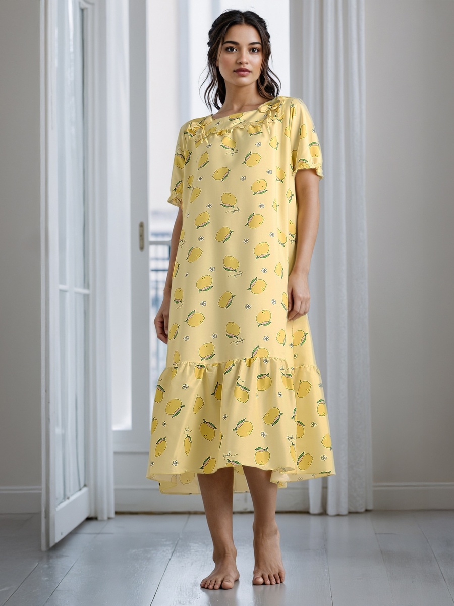 Printed Square Neck Night Dress