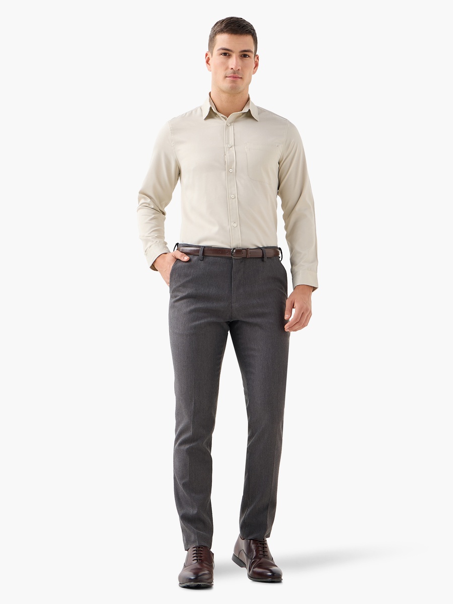 Regular Fit Twill Collared Shirt with Long Sleeves