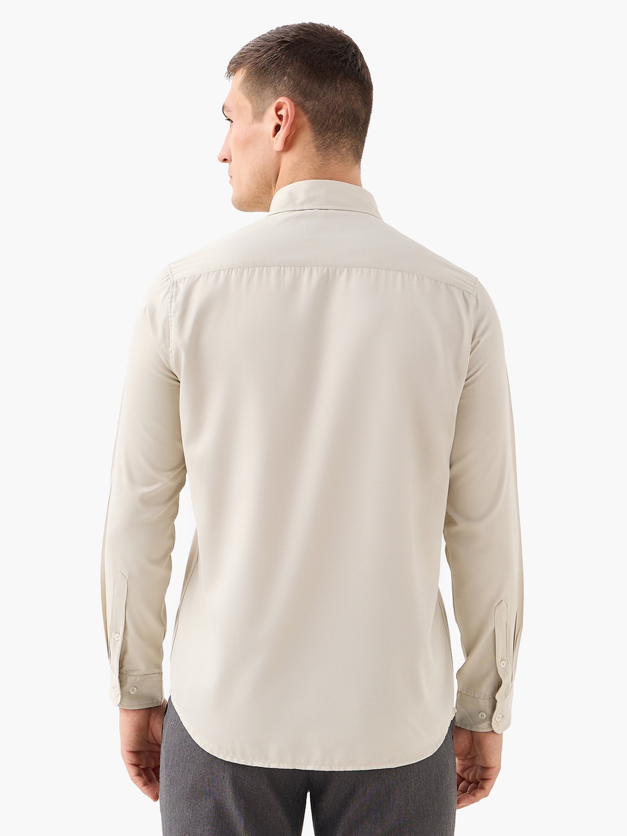 Regular Fit Twill Collared Shirt with Long Sleeves