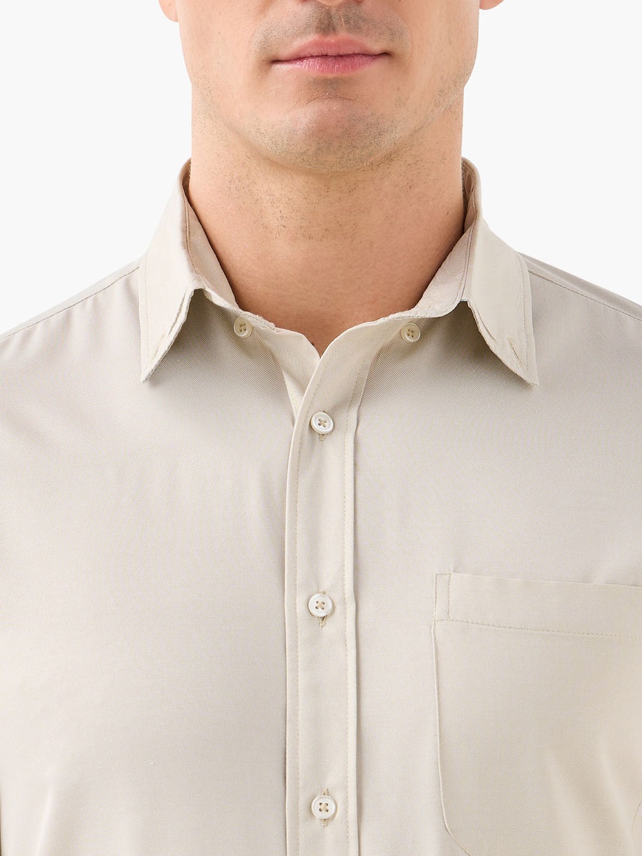Regular Fit Twill Collared Shirt with Long Sleeves