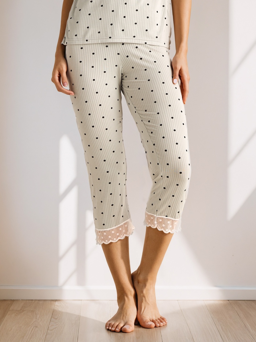 Polka Dot Lace Top and Pyjama Set