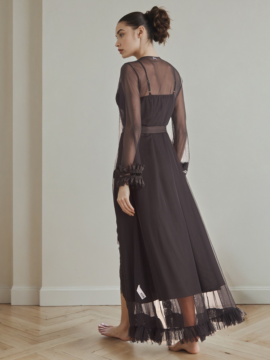 Lace Trim Bridal Night Gown with Belted Robe For Default Category at Saudi  | Styli