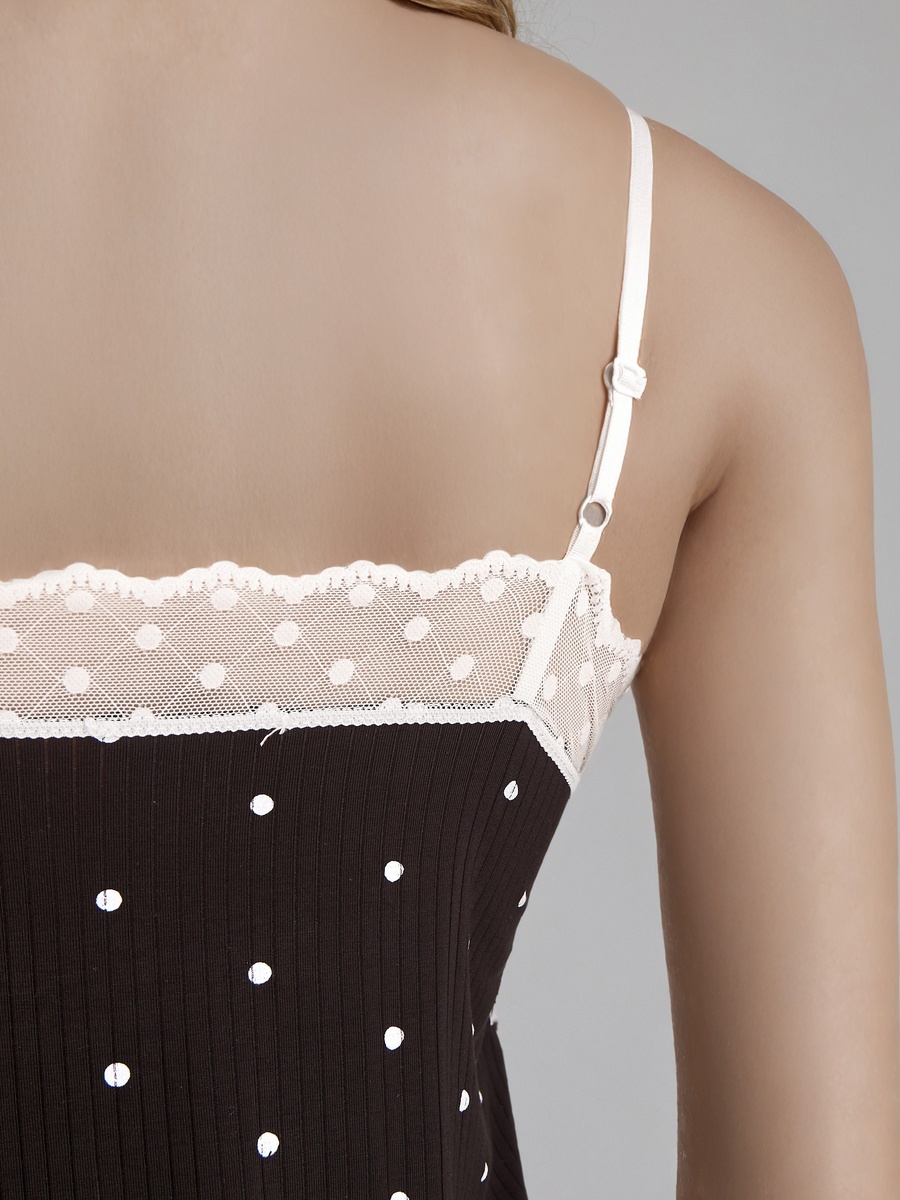 Polka Dot Lace Trim Night Dress
