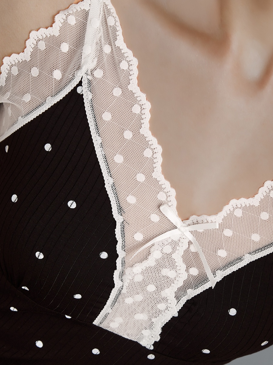 Polka Dot Lace Trim Night Dress