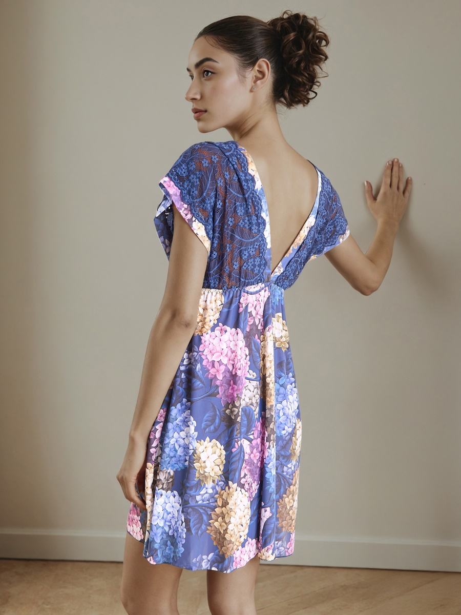 Floral Print Night Dress with Thongs