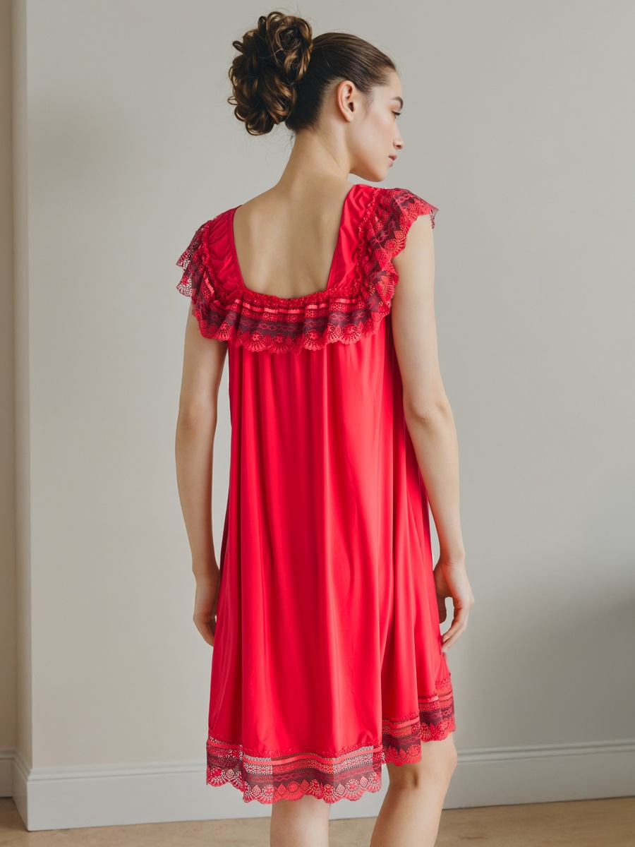 Lace Trim Bridal Night Dress with Thongs