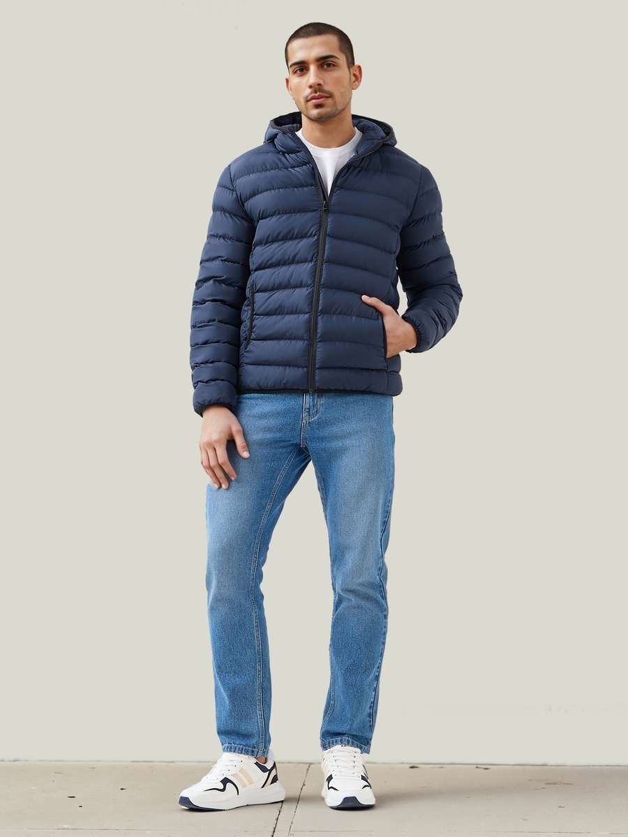 Quilted Lightweight Hooded Jacket with Pockets