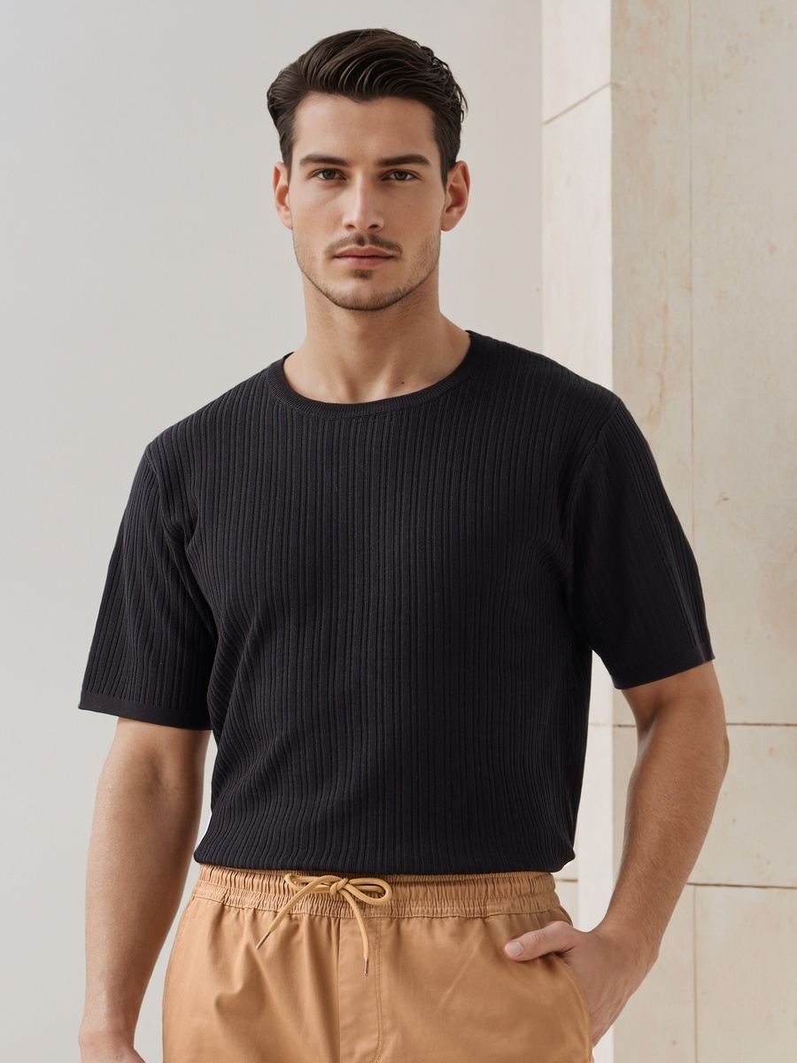 Textured Crew Neck T-Shirt