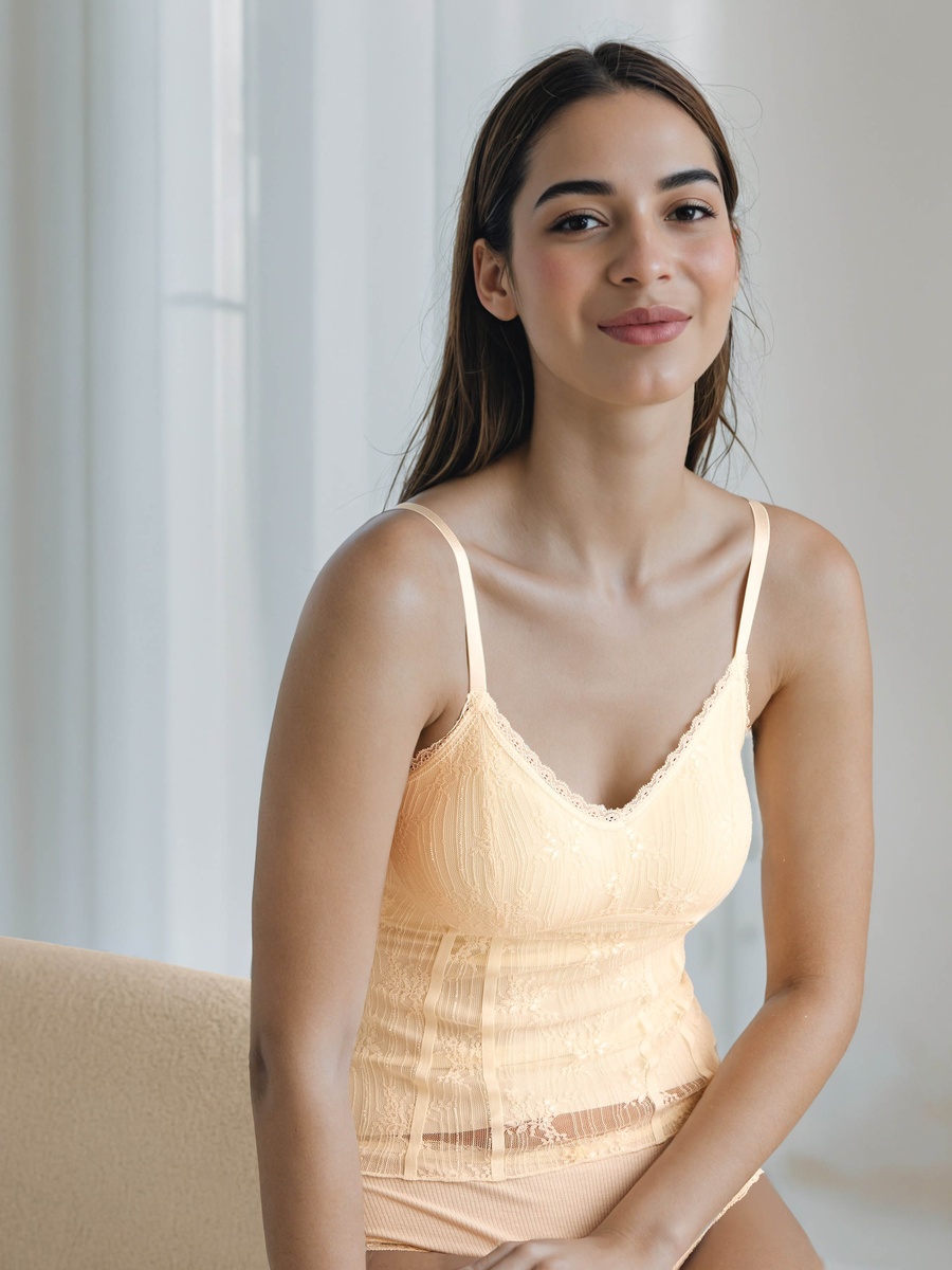 Lace Textured Camisole with Adjustable Straps