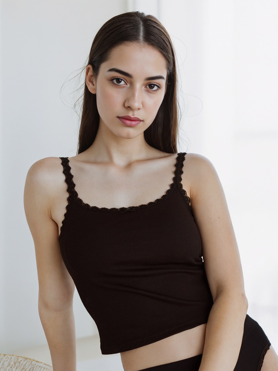 Ribbed Camisole with Lace Inserts