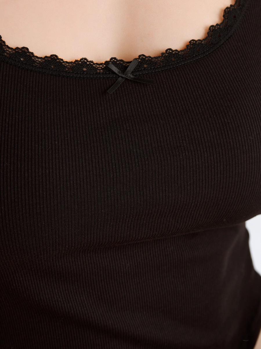 Ribbed Camisole with Lace Inserts