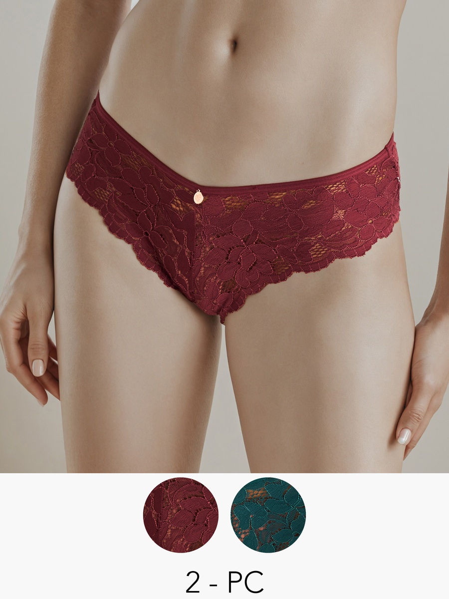 Set of 2 - Lace Textured Bikini Briefs