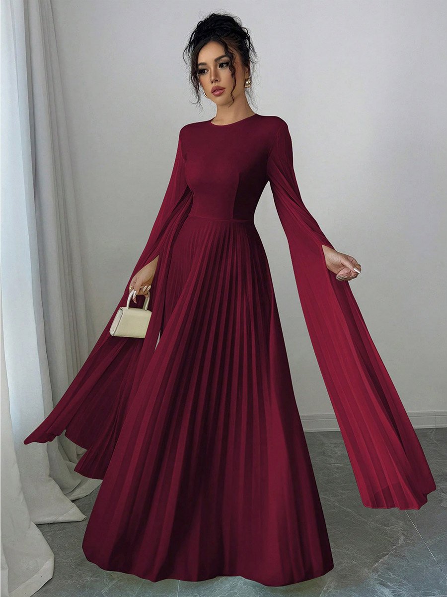 overall dress burgundy Madisson Pleated Maxi Glitter Dress