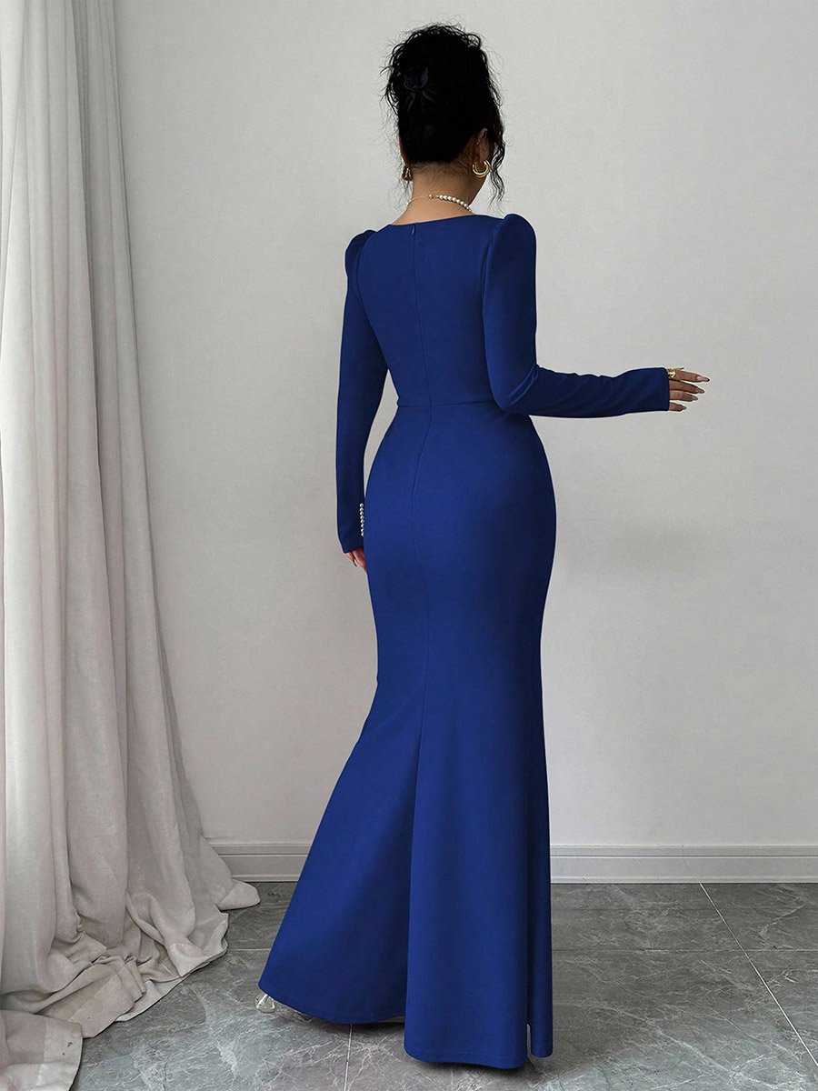 knee length dresses for ladies Black Embellished Cut-out Maxi Dress – CHICIDA main image 0