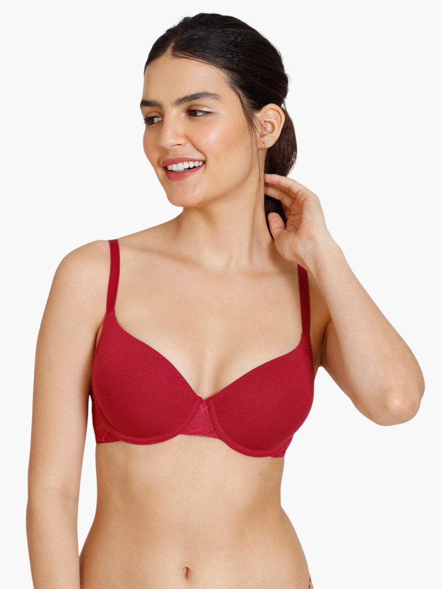 Lace Panel Padded Demi Bra