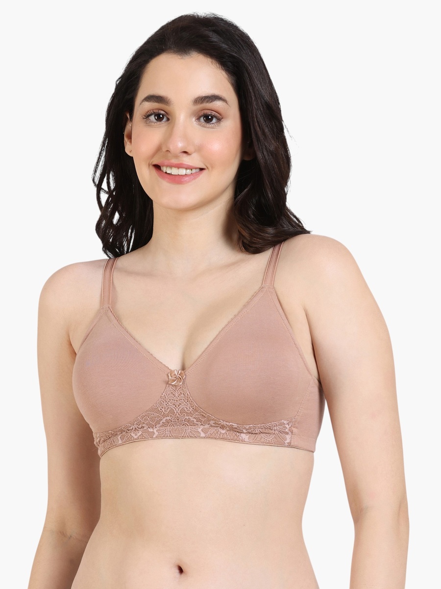 Lace Panel Non-Padded Bra