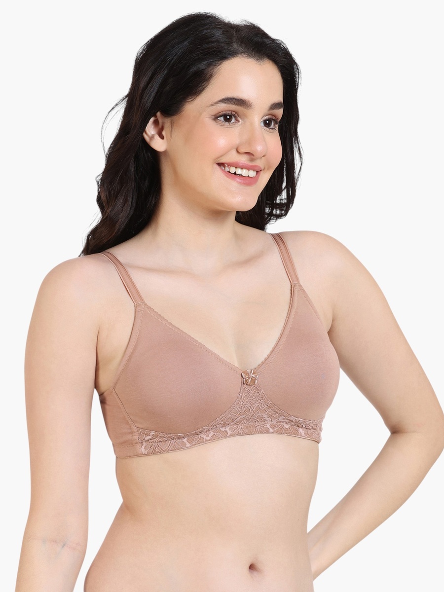 Lace Panel Non-Padded Bra