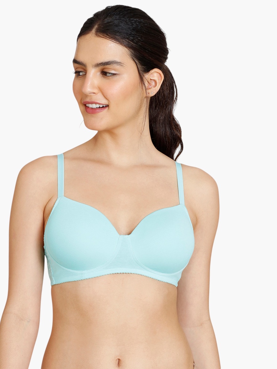 Lace Panel Padded Non-Wired Bra
