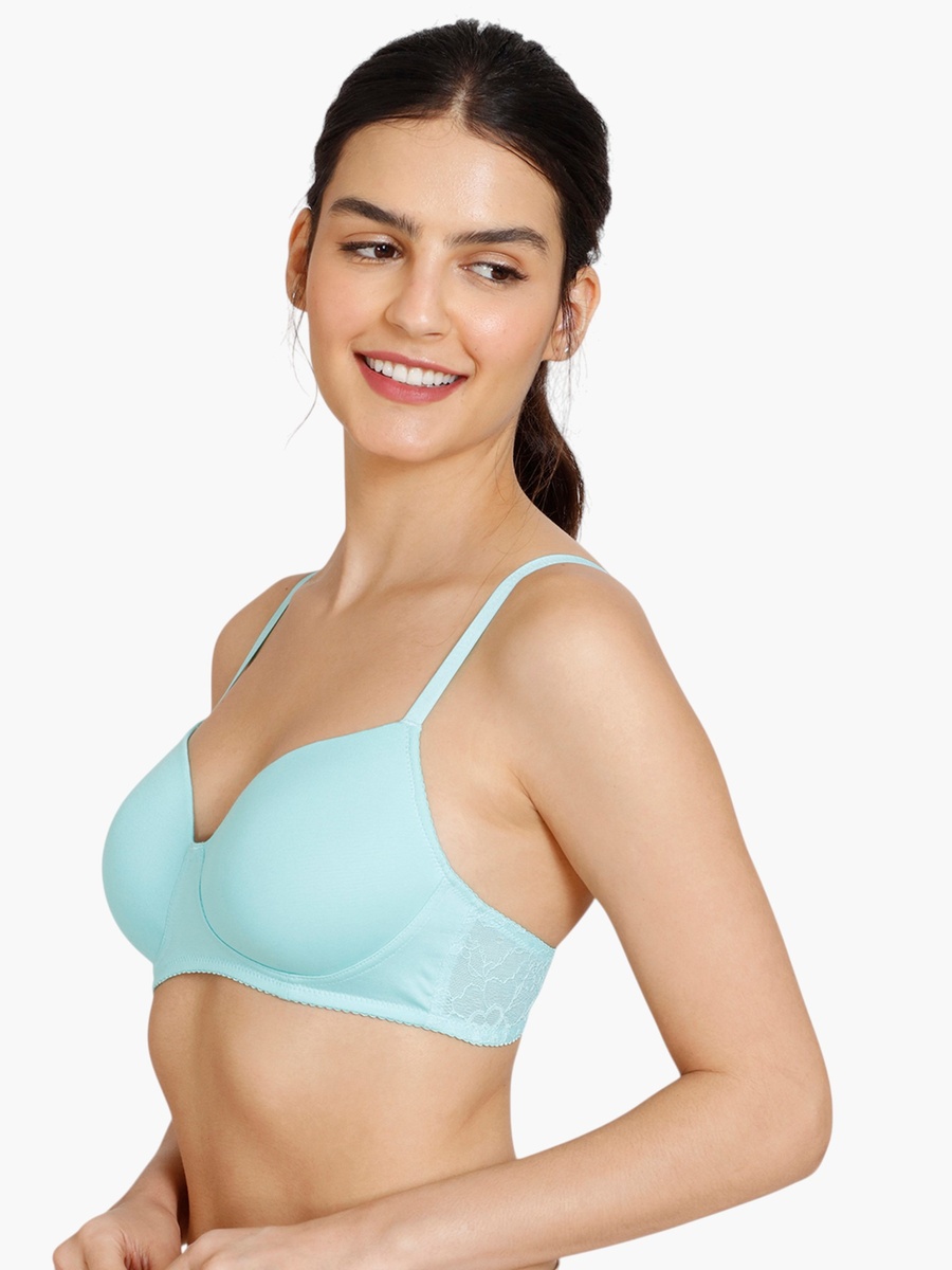 Lace Panel Padded Non-Wired Bra